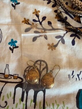 Gold-Tone Engraved Teardrop Earrings - Women Accessories